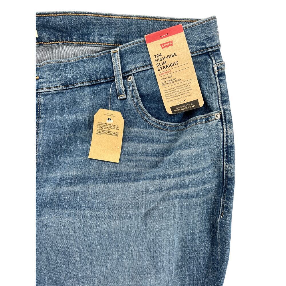 Levi’s 724 High Rise Straight Jeans Womens 24 Medium Wash Stretch Denim NWT - Picture 3 of 5